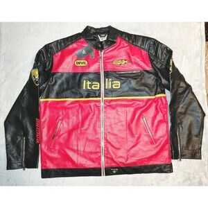 Devil Italia Racing Leather Jacket Mens 5XL Black Red Motorcycle Watson Biker